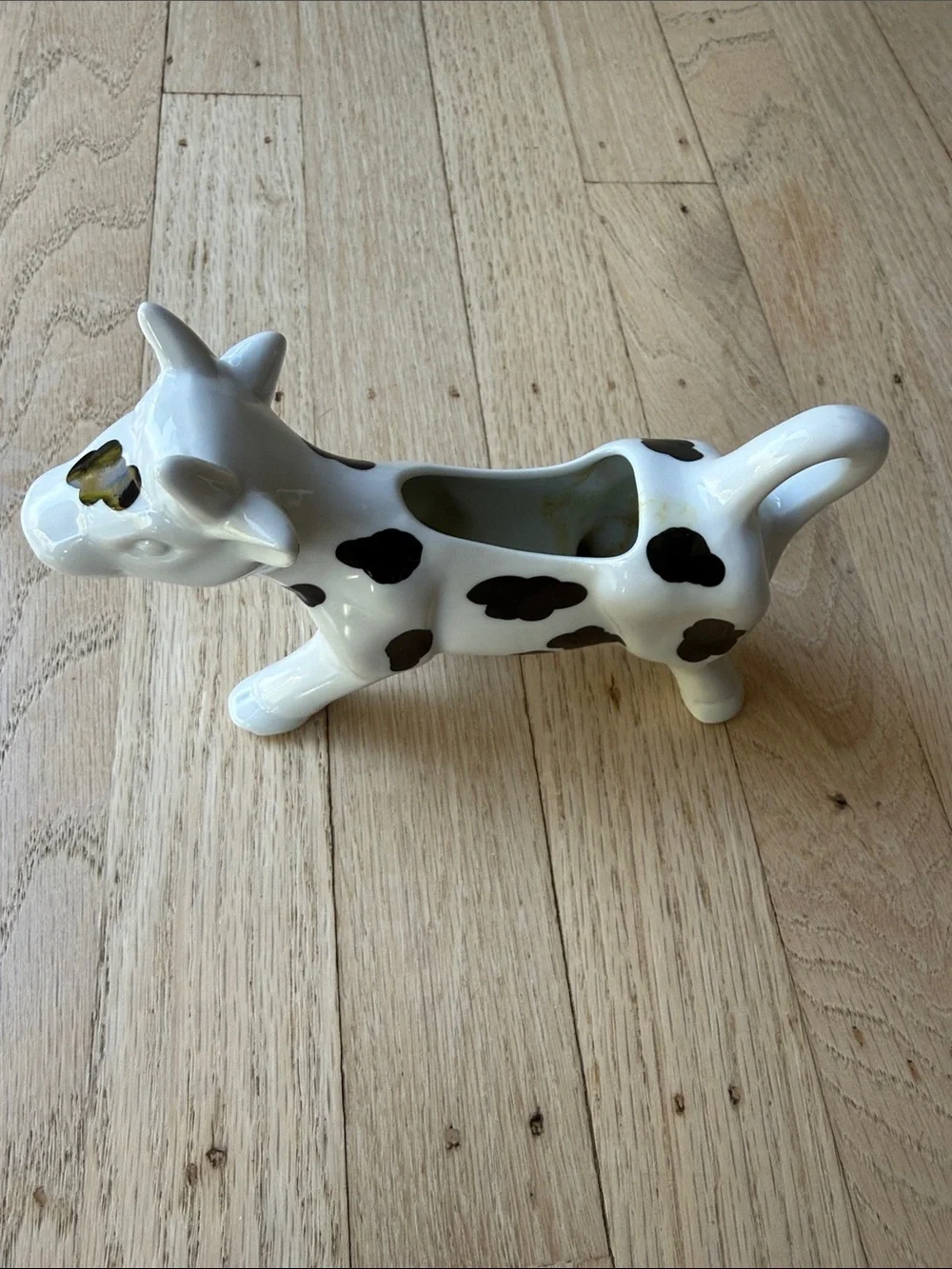 Pier 1 White Ceramic Cow Creamer with Black Spots